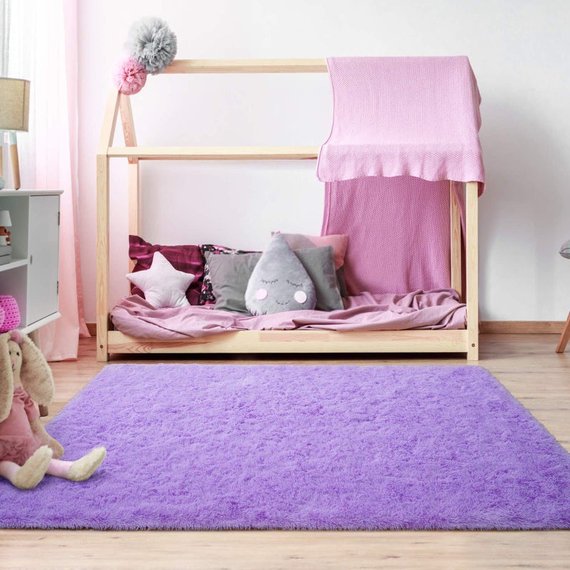 Softlife Light Purple Area Rug for Living Room, Fluffy Shag Plush 5.3x7.6 Rugs for Bedroom Girls, Shaggy Soft Fuzzy Kids Large Carpet for Dorm Bedside Ultra Cozy Non-Slip Indoor Decor - Image 4